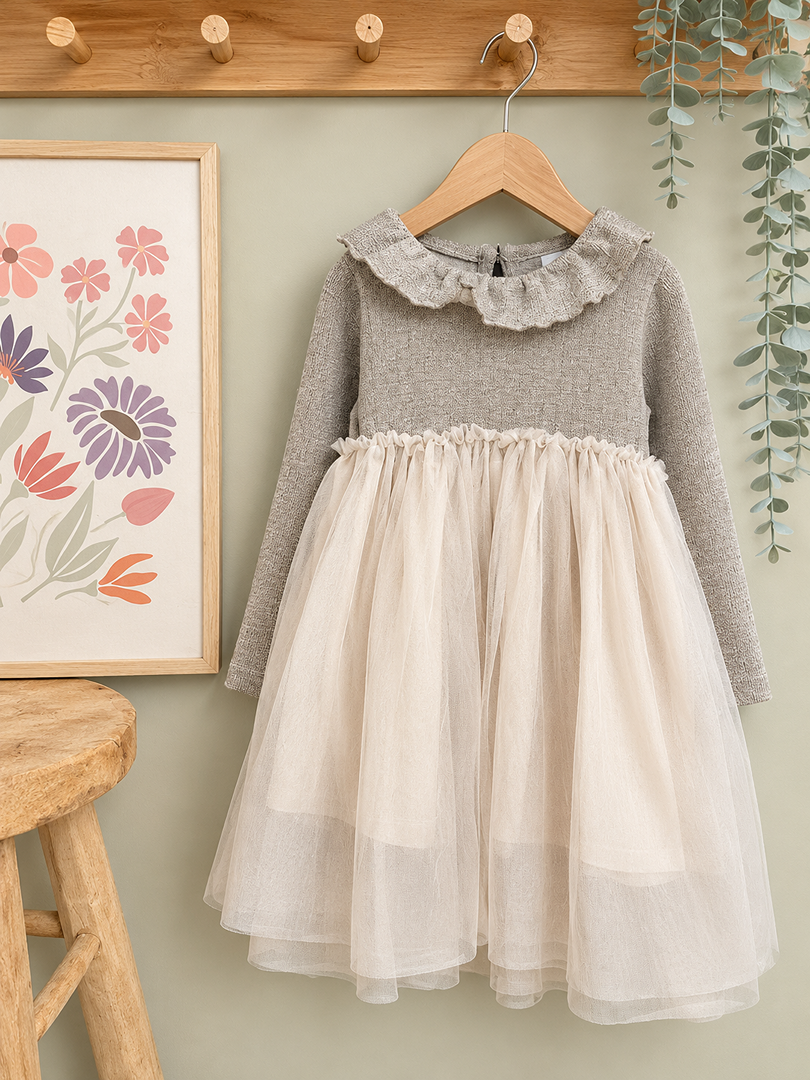 Robe Fille Manches Longues Hiver fête Zara 5 Ans tulle