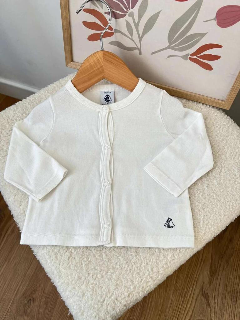 Gilet basic blanc 100% coton - Petit Bateau 6 mois Mixte Fille ou garçon