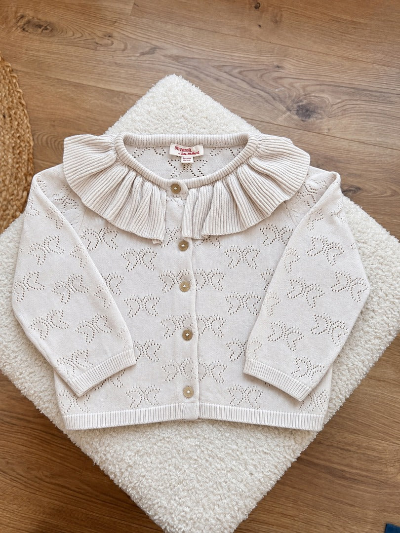 Gilet de mi-saison écru Du Pareil au Même fille 2 ans manches longues joli col