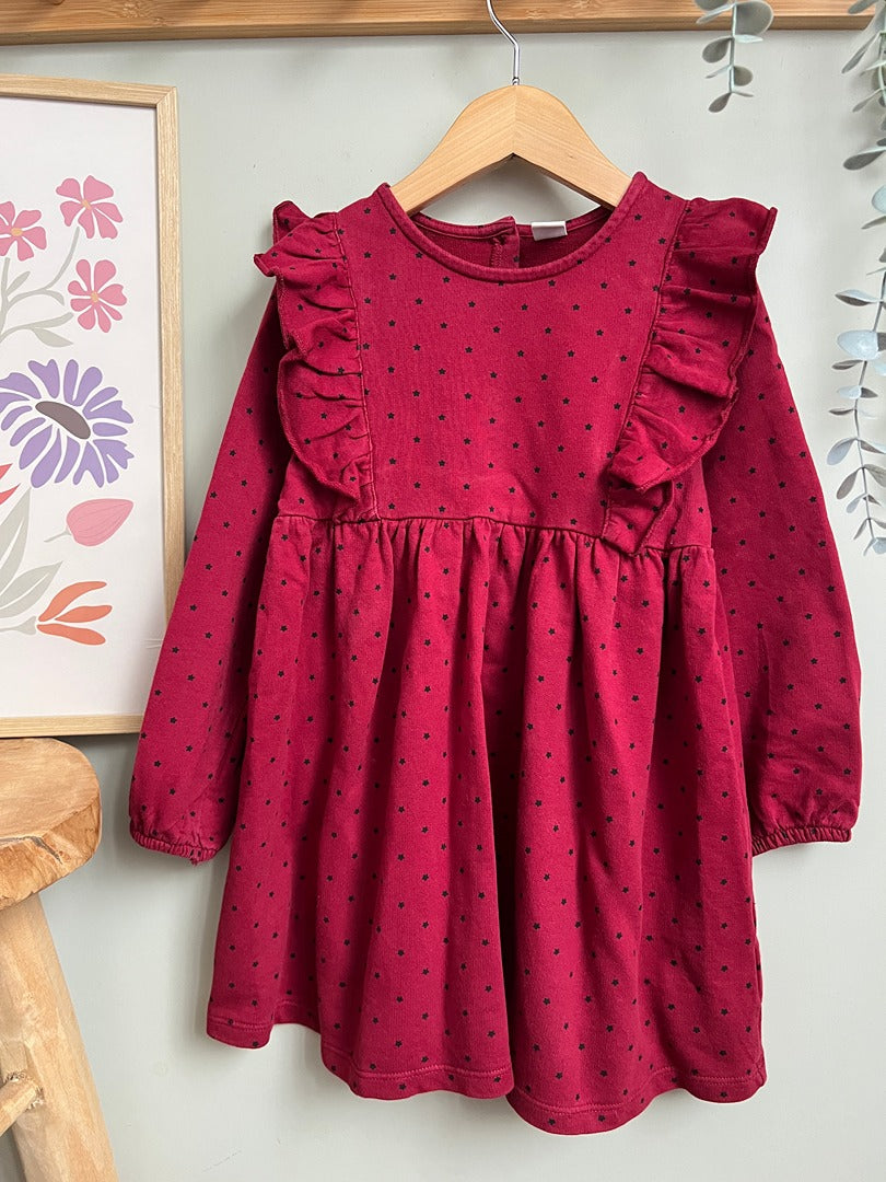 Robe impimé étoiles fille Lc Waikiki - 5 ans - Bordeaux - Manches longues