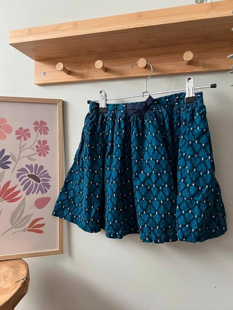 Jupe velours côtelé bleu Okaidi fille 8 ans – Hiver chic, idéale avec collants