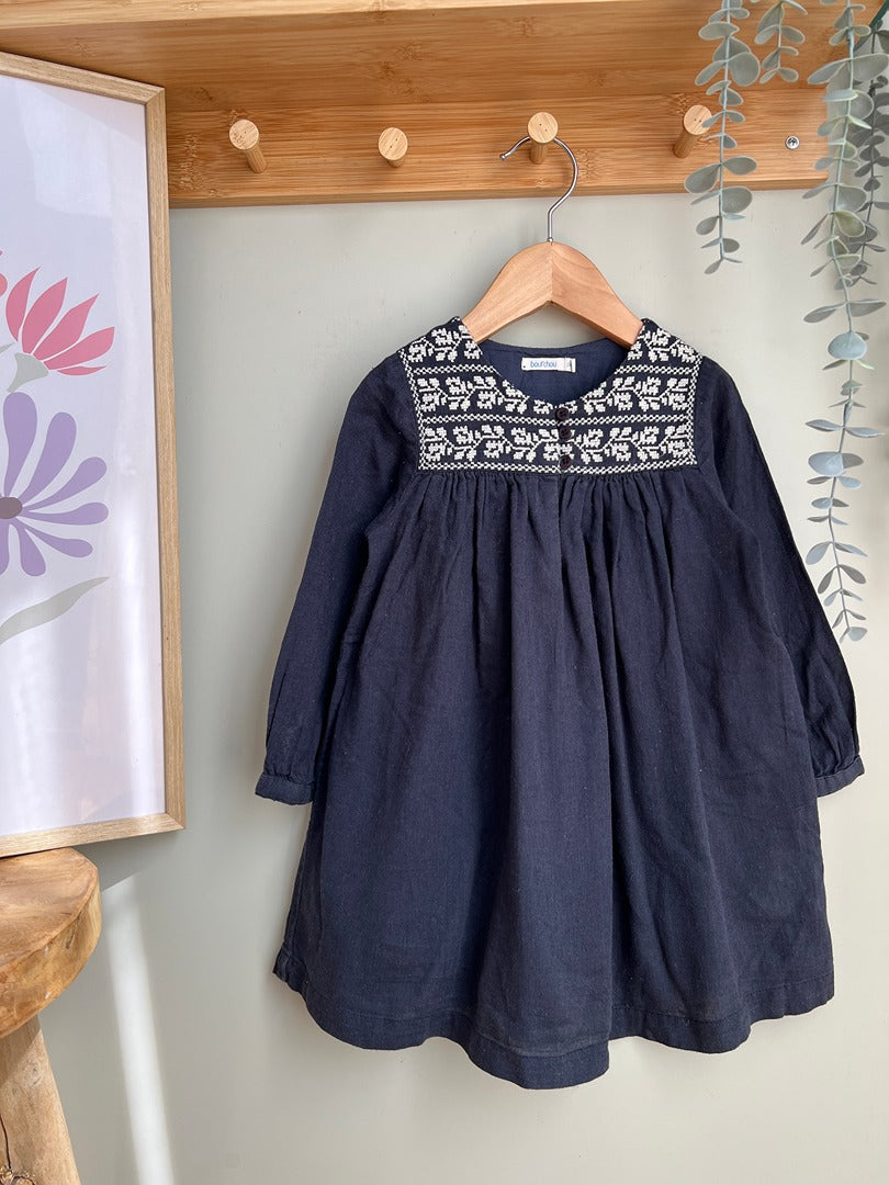 Robe manches longues fille Bout'chou - 2 ans - bleu marine