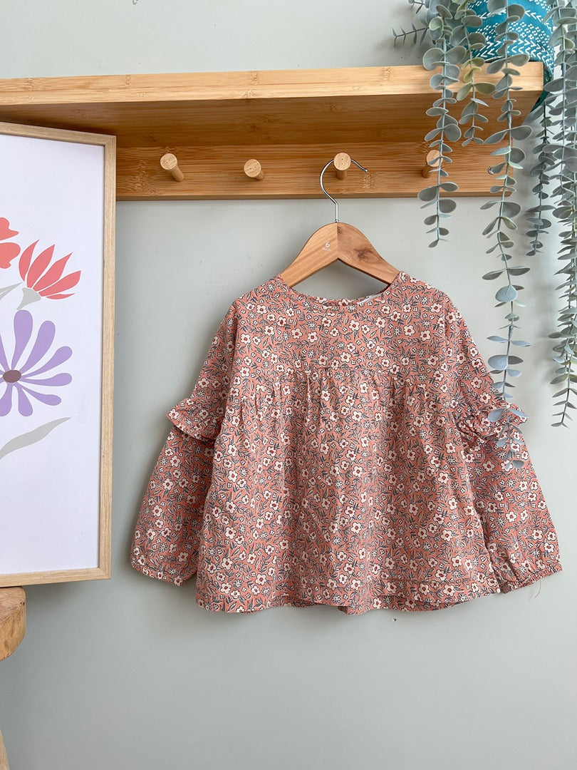 Blouse fille Monoprix Kids 3 ans rose fleurie manche longue