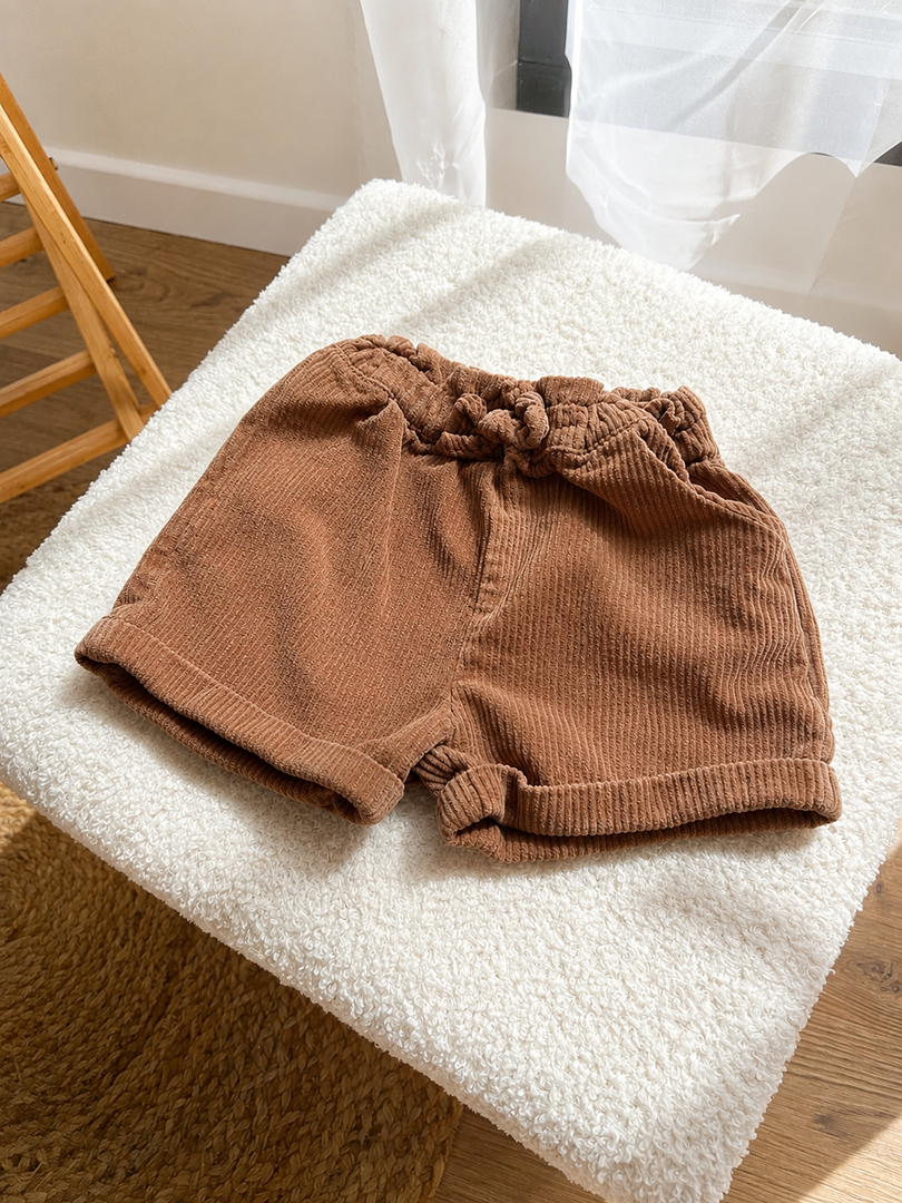 Short fille Vertbaudet marron velours côtelé 18 mois mi-saison