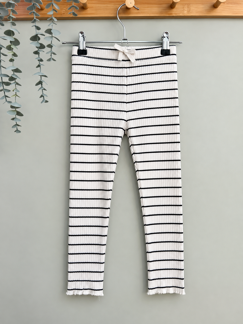Pantalon legging large côtelé fille Kiabi 8 ans blanc rayé noir mi-saison