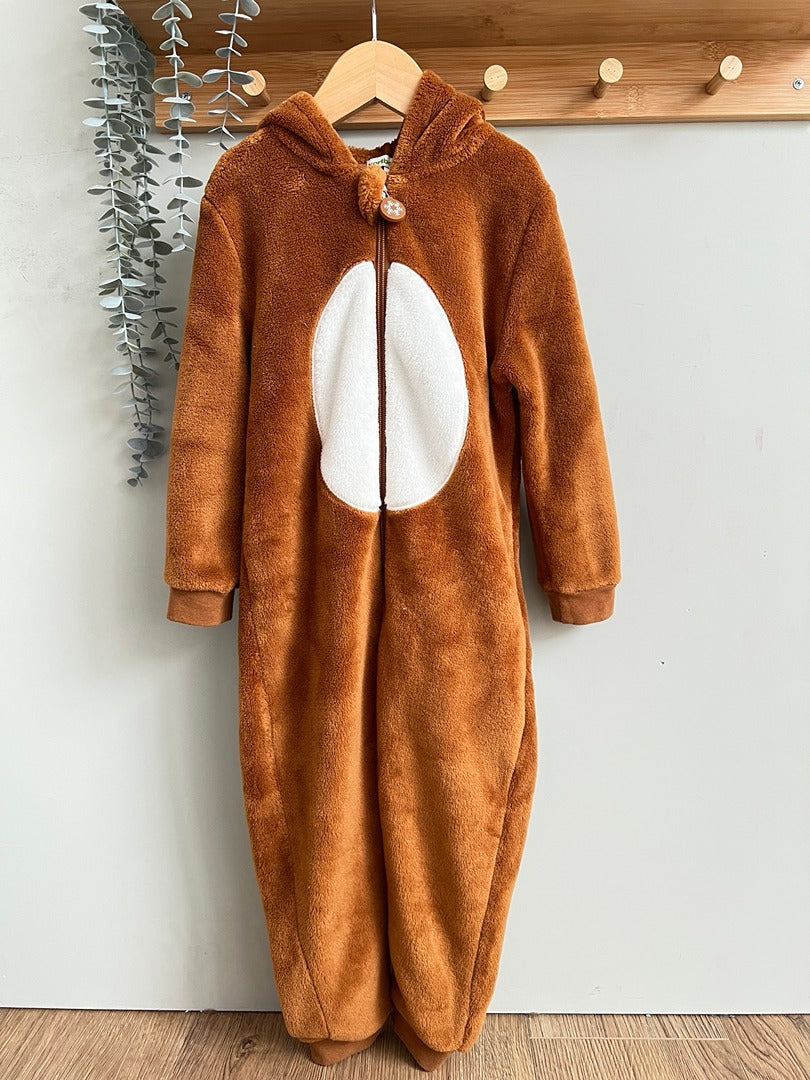 Combinaison pyjama polaire marron Vertbaudet fille hiver manches longues 4 ans