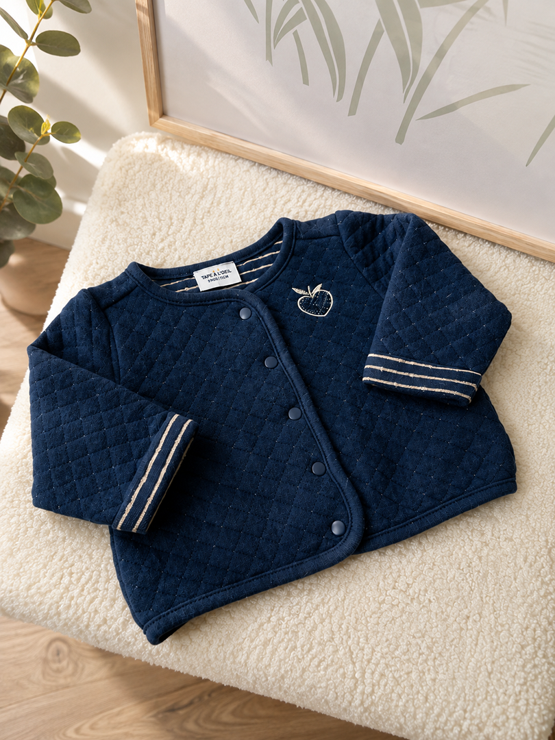 Gilet bleu marine molletonné Fille Tape À L'œil 3 Mois mi-saison Manches Longues