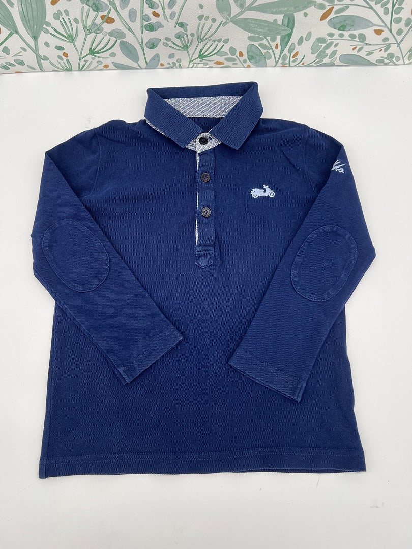 Polo Ikks garçon 3 ans bleu marine manches longues mi-saison