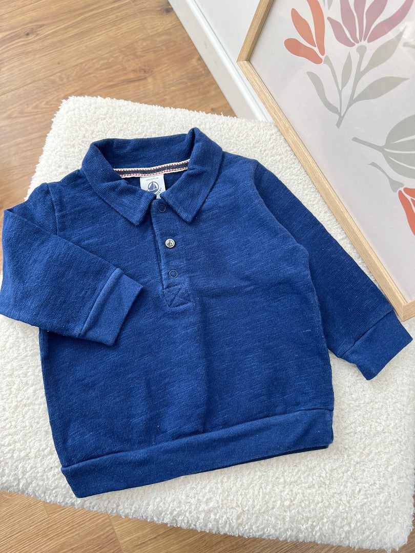 T-shirt manches longues / polo garçon Petit Bateau - 6 mois - Bleu