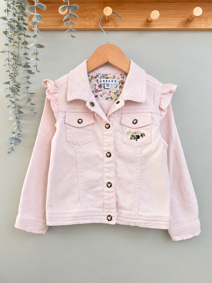 Veste en jean rose Creeks fille 3 ans mi-saison manches longues