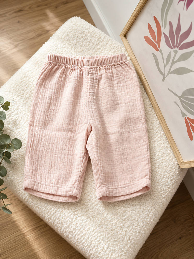 Pantalon Sarouel gaz de coton Rose Fille Petit Bateau 3 Mois mi-saison