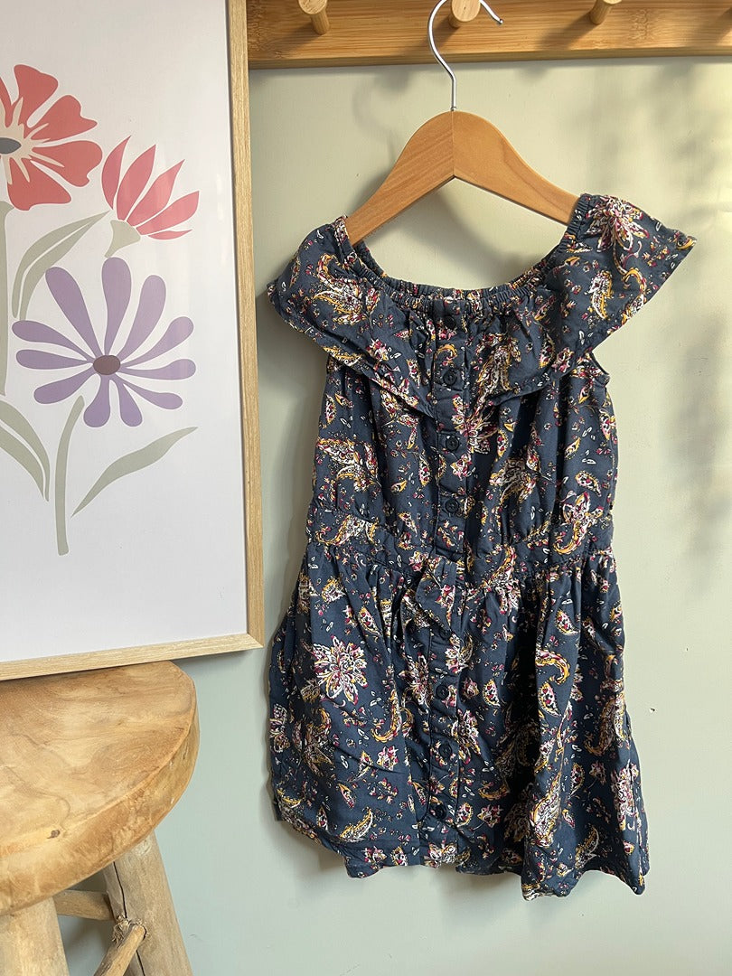 Robe fluide été manches courtes fille Tape à l'oeil Tao - 3 ans - Bleu fleuri
