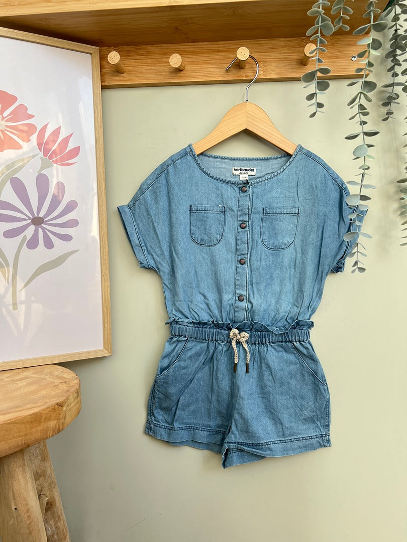 Combishort fille Vertbaudet 4 ans bleu été manches courtes