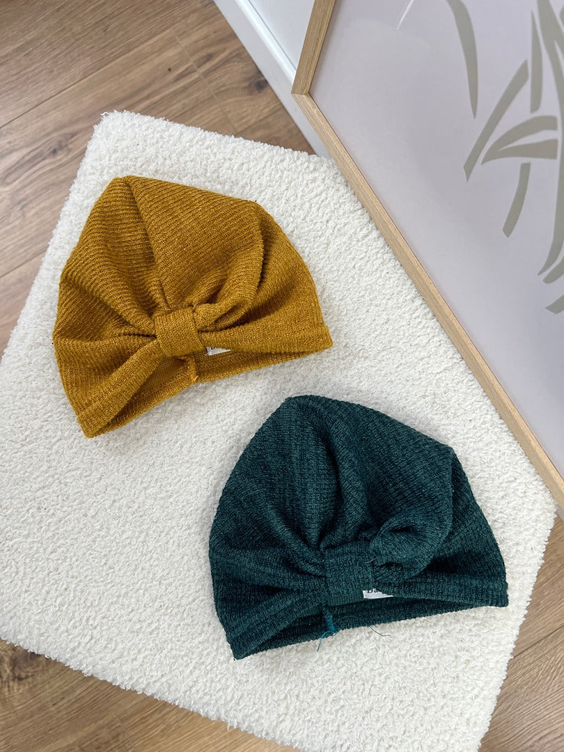 Lot de 2 bonnets turbans Babyontop - 38 cm - Vert - Fille