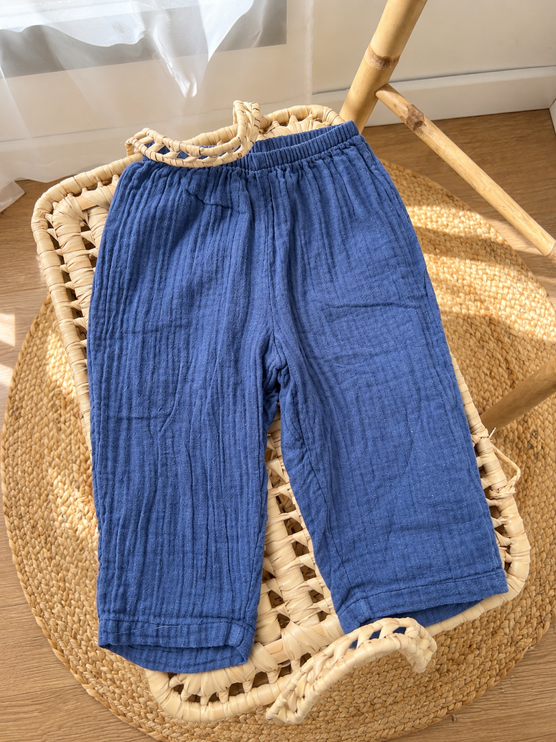 Pantalon Petit Bateau 18 mois marine gaze de coton mixte été fille ou garçon