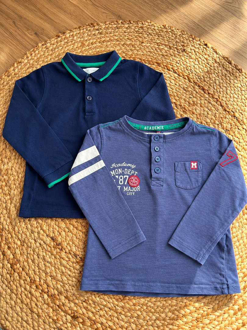Polo garçon Sergent Major Cadet Rousselle bleu marine manches longues mi-saison 4 ans