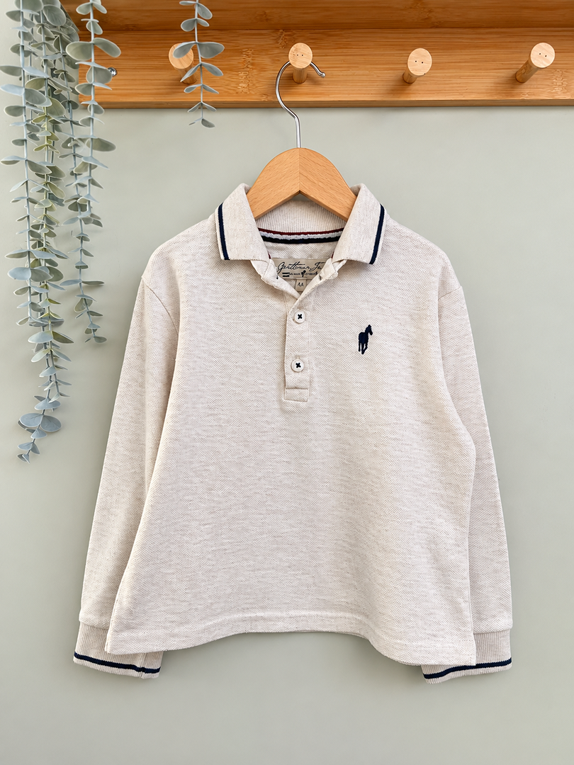 Polo garçon manches longues beige Gentleman Farmer 4 ans mi-saison