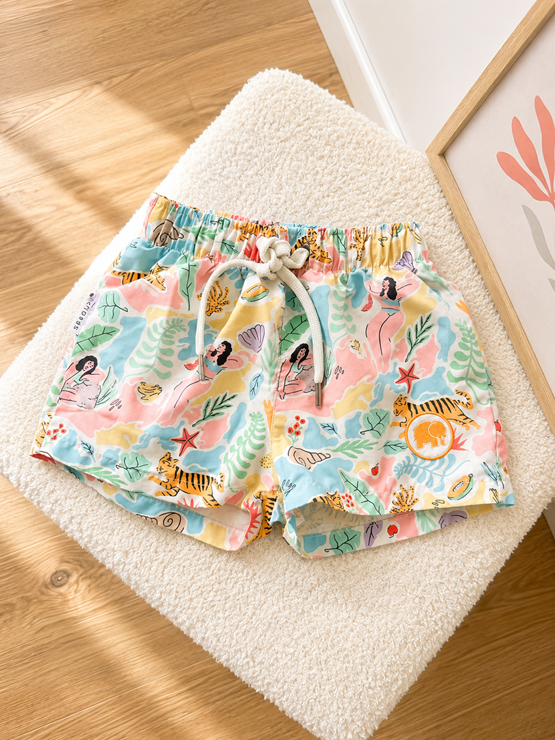 Short de bain Carioca 2 ans 3 ans garçon été imprimé tigre rose