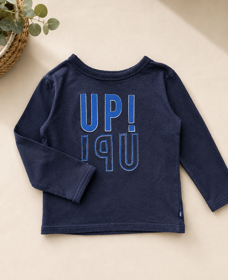 T-shirt Manches Longues mi-saison bleu Garçon Okaïdi 18 Mois