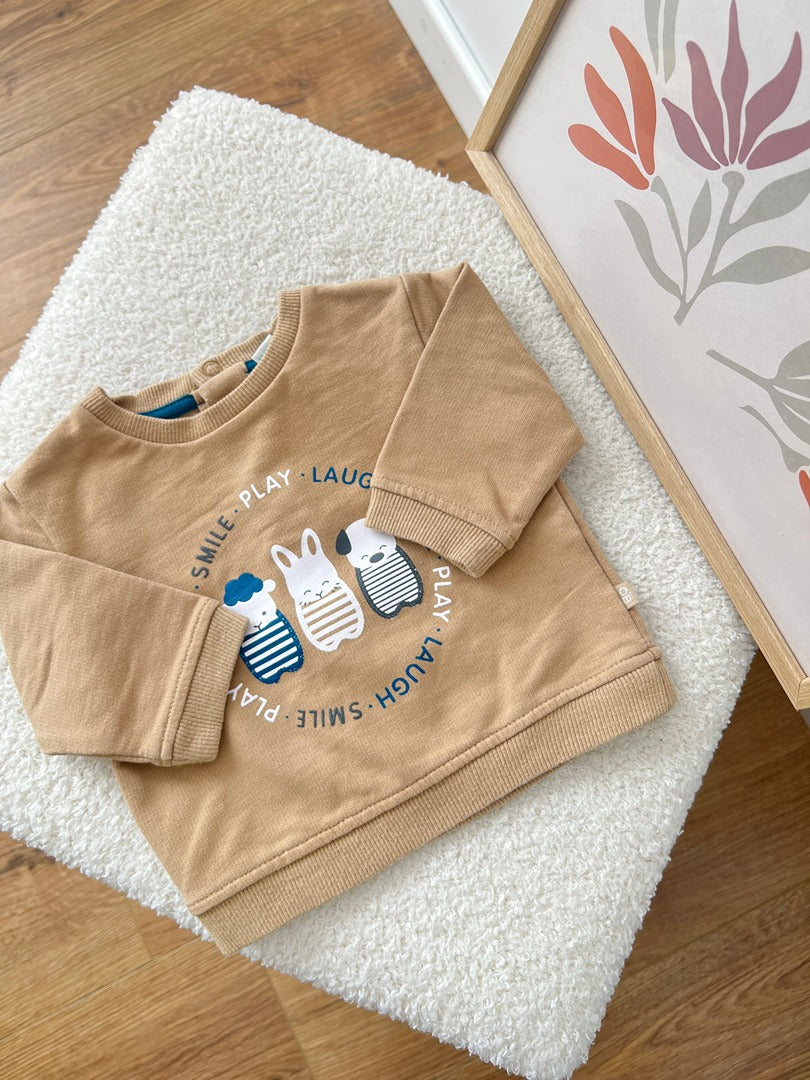 T-shirt / Sweatshirt léger garçon Obaïbi - 3 mois - Marron beige