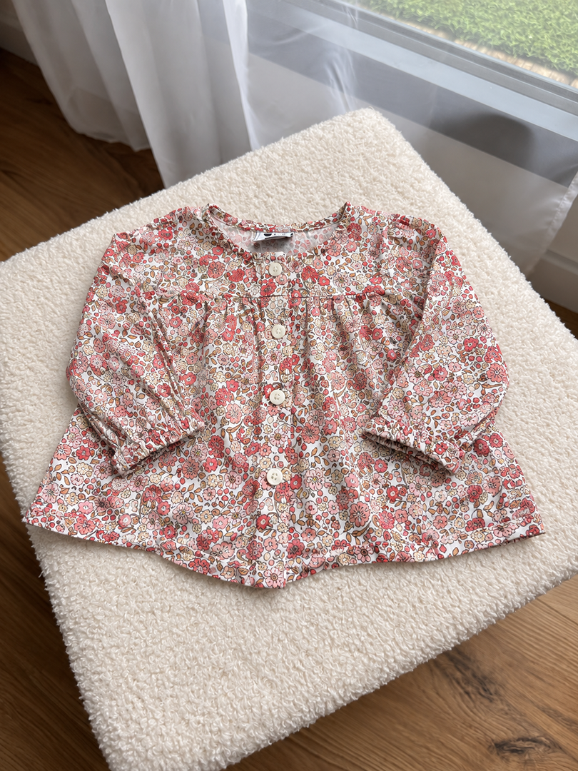 Chemise blouse fille Tape à l'œil rose imprimé floral mi-saison manches longues 3 mois