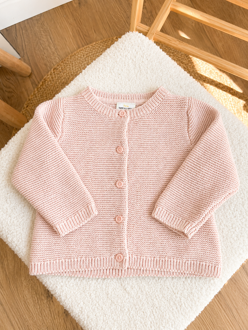 Gilet rose Tape à l'œil 12 mois fille manches longues mi-saison