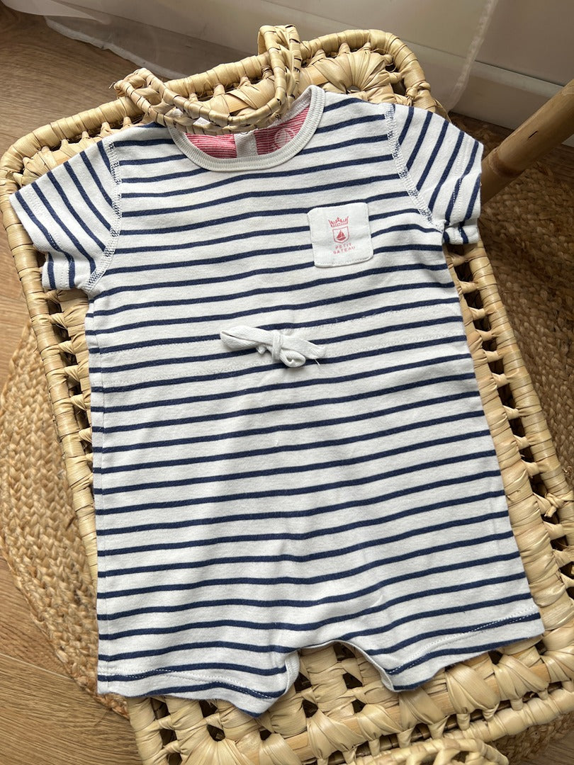 Barboteuse fille Petit Bateau 18 mois été manches courtes rayée