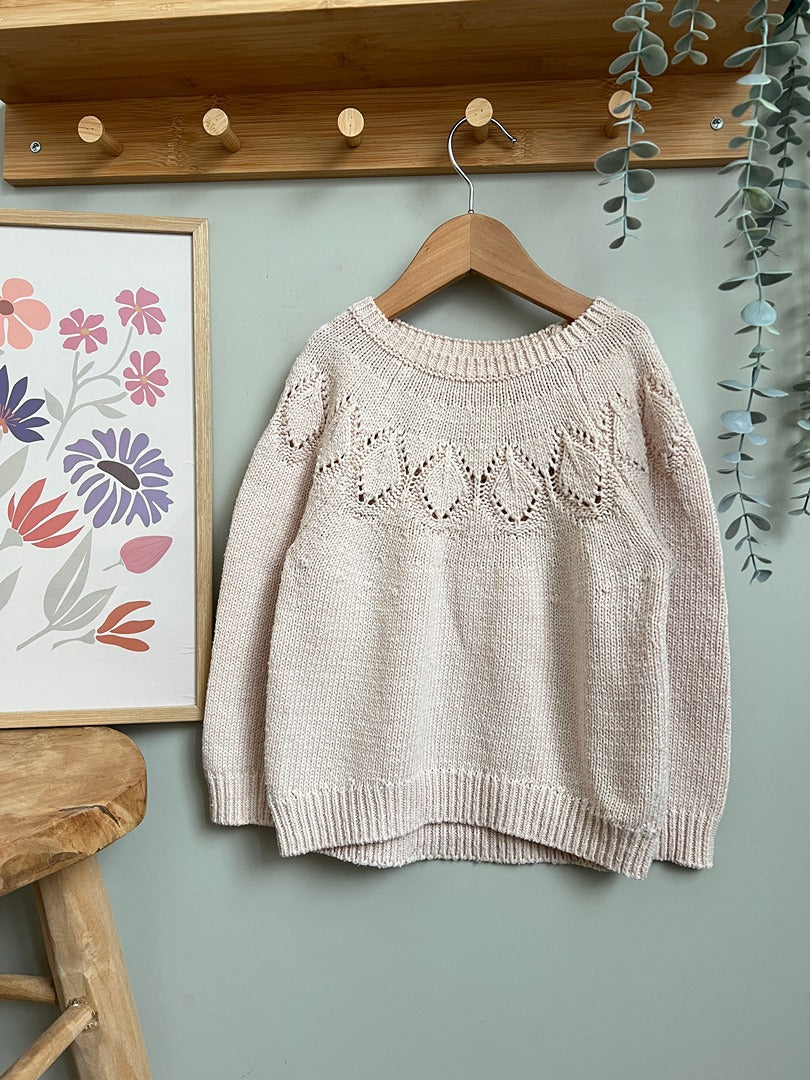 Pull maille torsadée fille Zara - 4-5 ans - Rose pâle