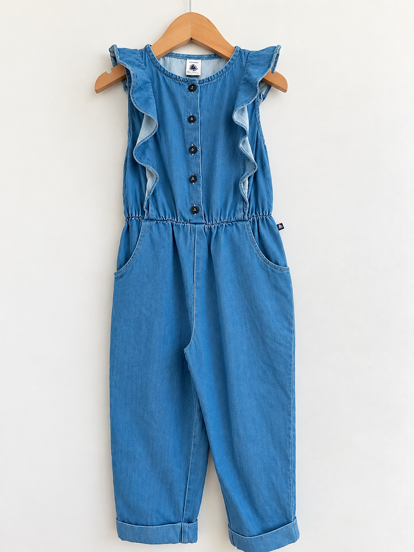 Combinaison pantalon fille Petit Bateau bleu clair mi-saison 6 ans