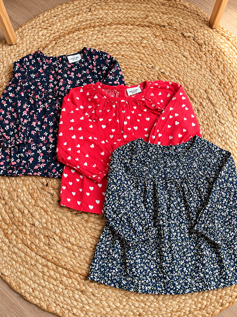 Lot 3 blouses fille Tape à l'œil mi-saison manches longues 9 mois