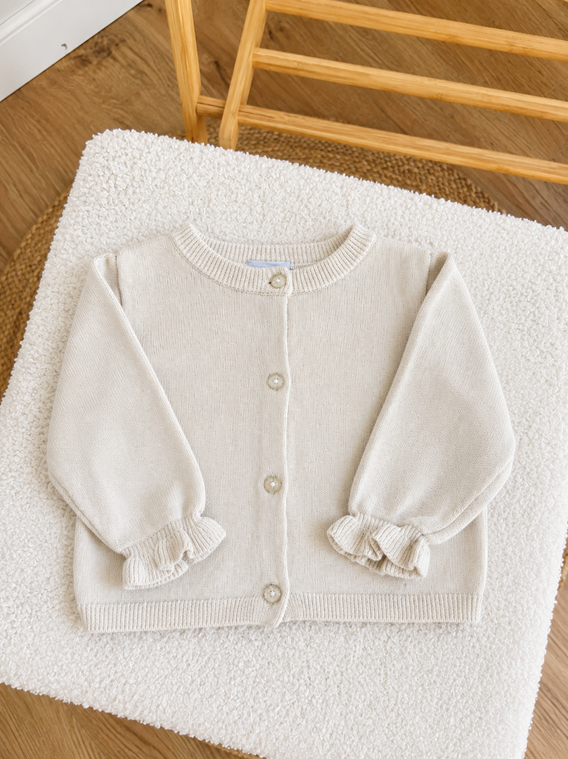 Gilet Tape à l'œil 6 mois crème pailleté fille mi-saison