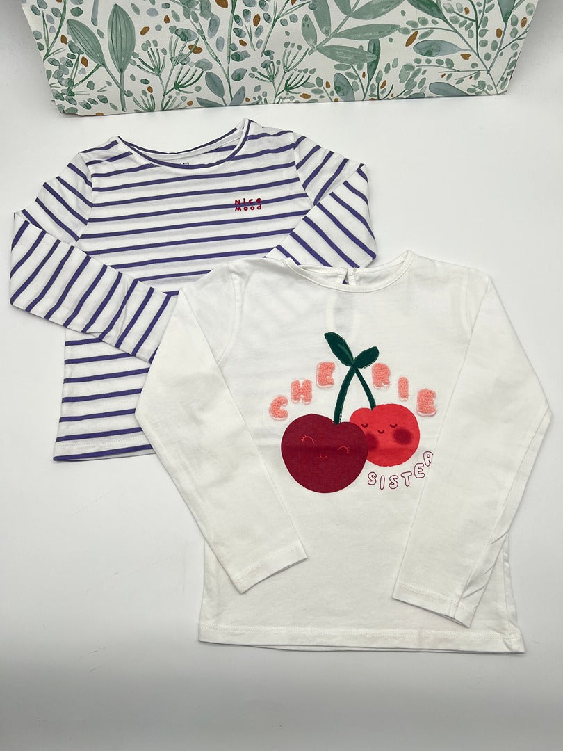 Lot de 2 t-shirts manches courtes Kiabi & Gémo - 4 ans - Blanc - Fille
