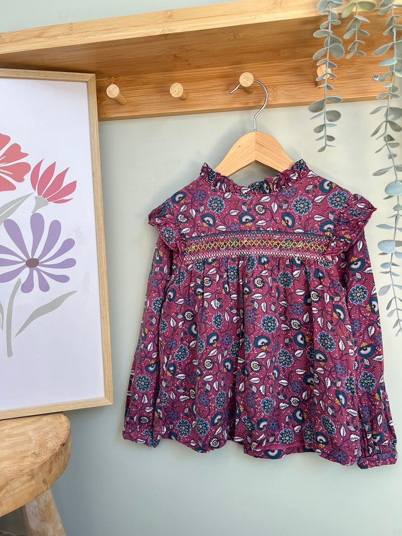 Blouse fille Sergent Major 6 ans à fleurs manches longues