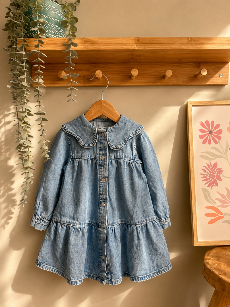 Robe jean bleu fille Primark 18 mois 2 ans 92cm mi-saison manches longues