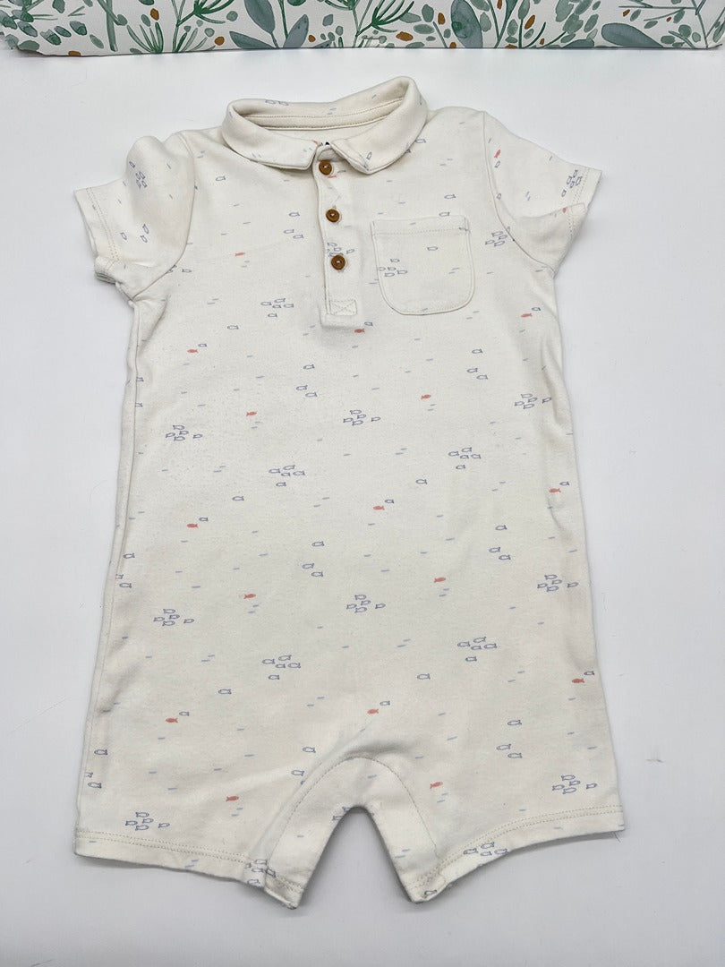 Barboteuse été garçon avec col Kiabi - 3 ans - Crème