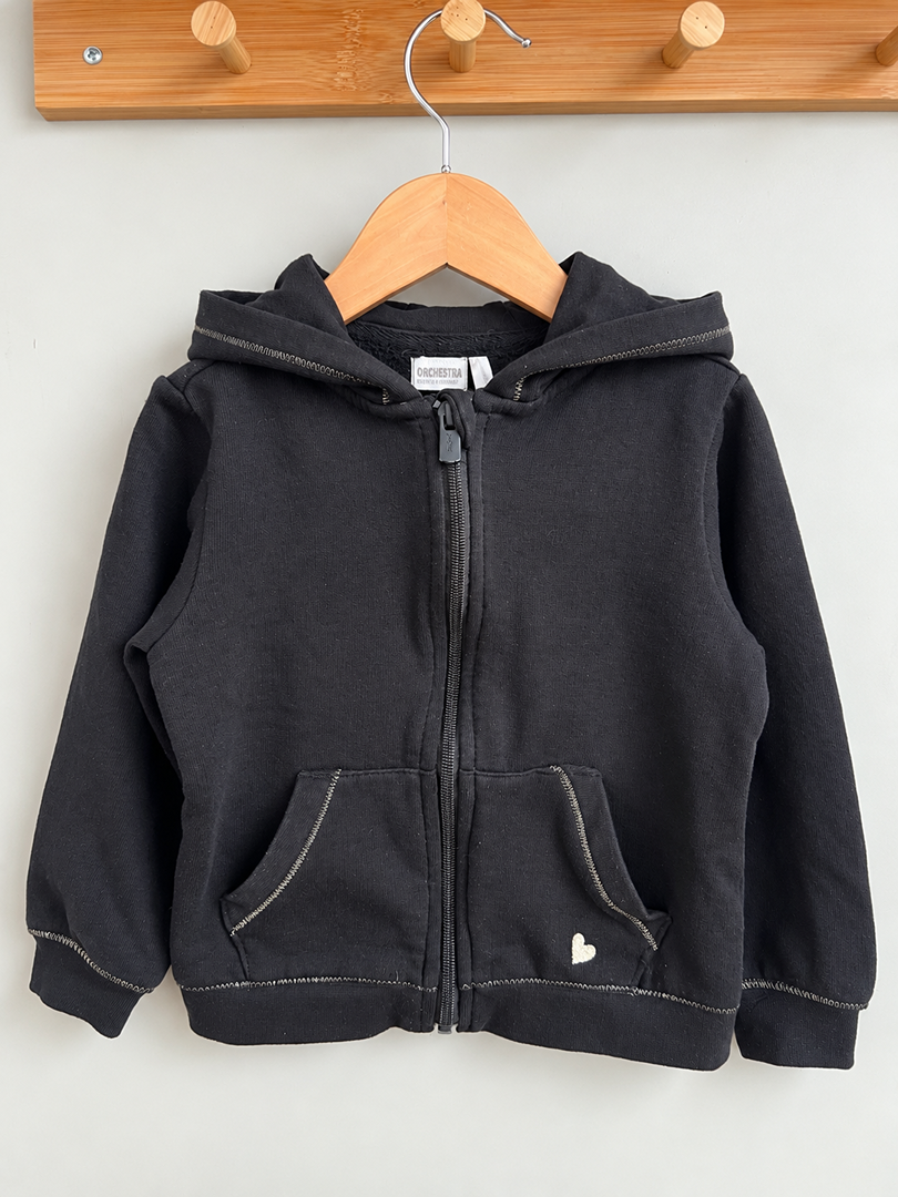 Gilet zippé à capuche noir Orchestra fille 6 ans mi-saison manches longues
