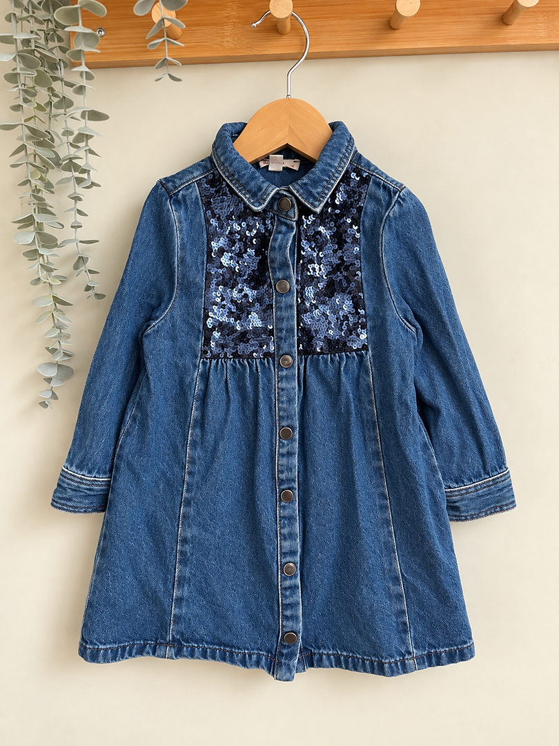 Robe en jean Du Pareil au Même fille mi-saison manches longues 3 ans