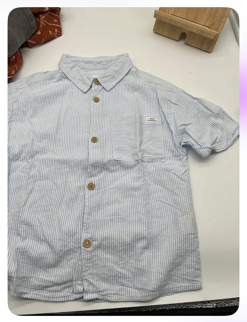 Chemise manches courtes Zara - Bleu