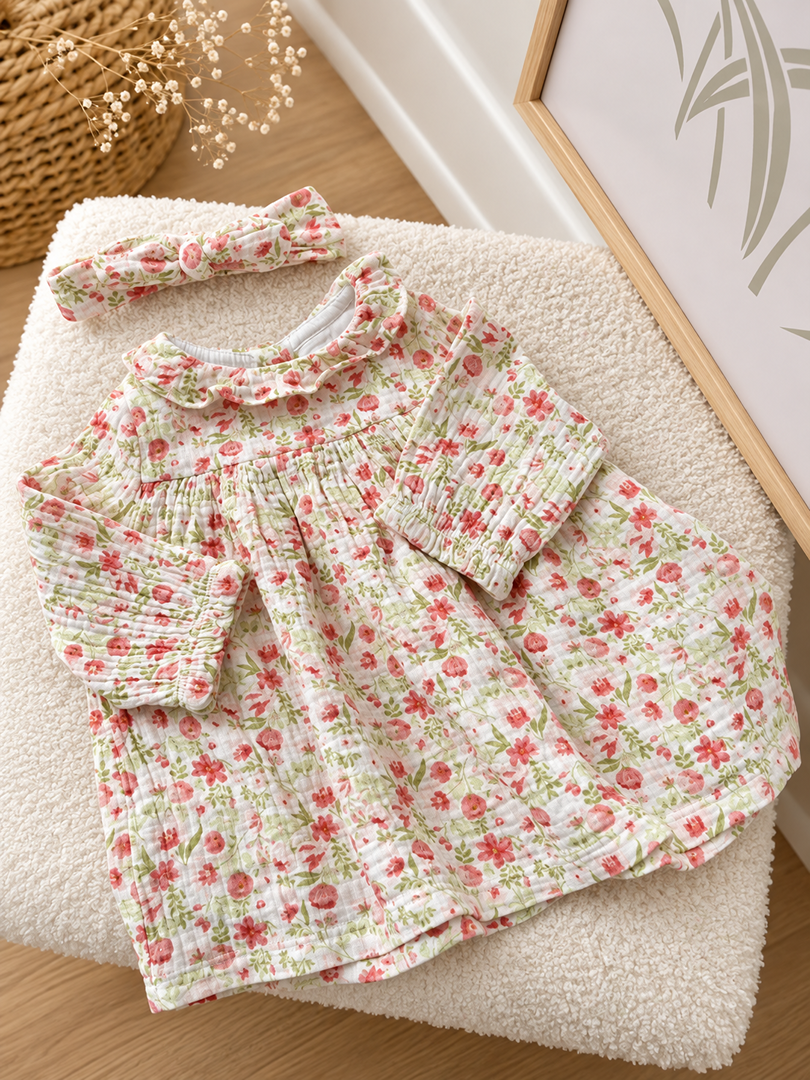 Robe avec bandeau assorti Fille Manches Longues Mi-saison Sergent Major 3 Mois fleurie