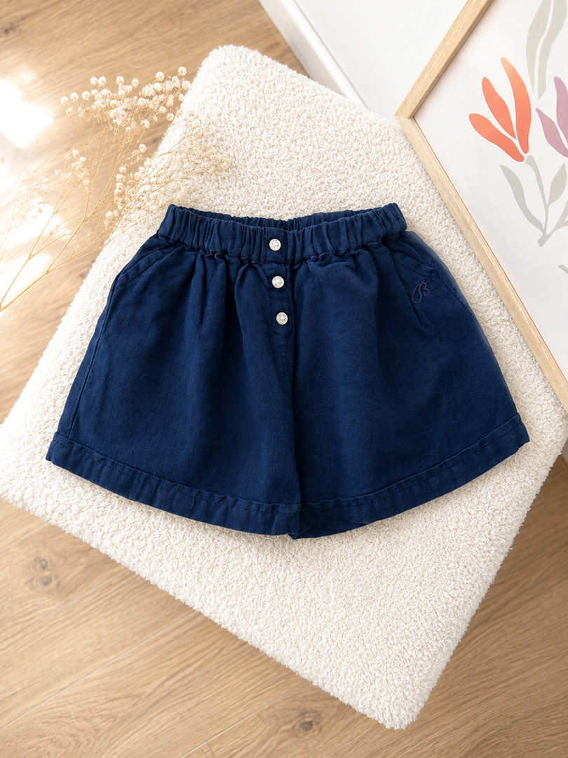 Short Bouchara 18 mois bleu en coton et lin Mixte été garçon ou fille