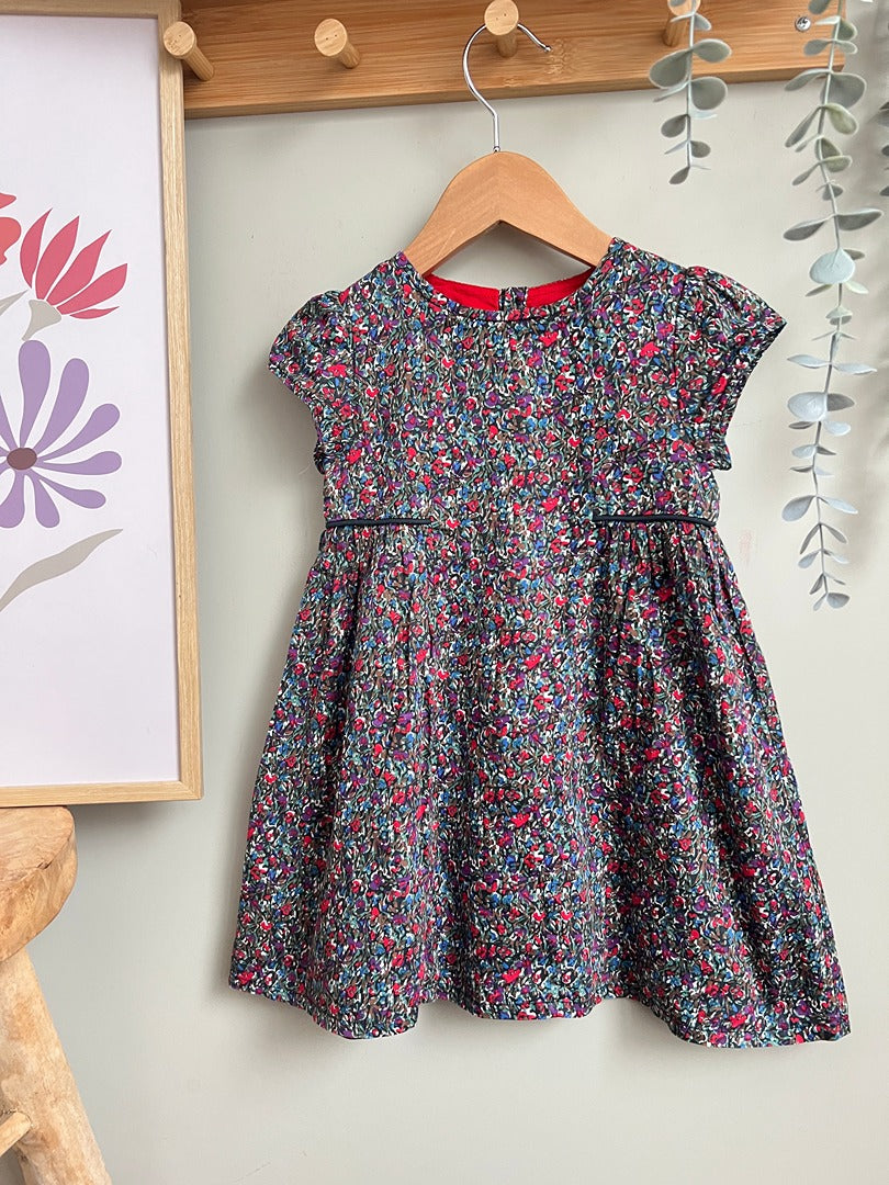 Robe fille bout'chou 2 ans fleurie rouge été manches courtes