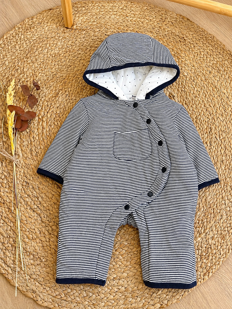 Combinaison bébé Cyrillus 3 mois mixte rayée bleu marine hiver garçon ou fille