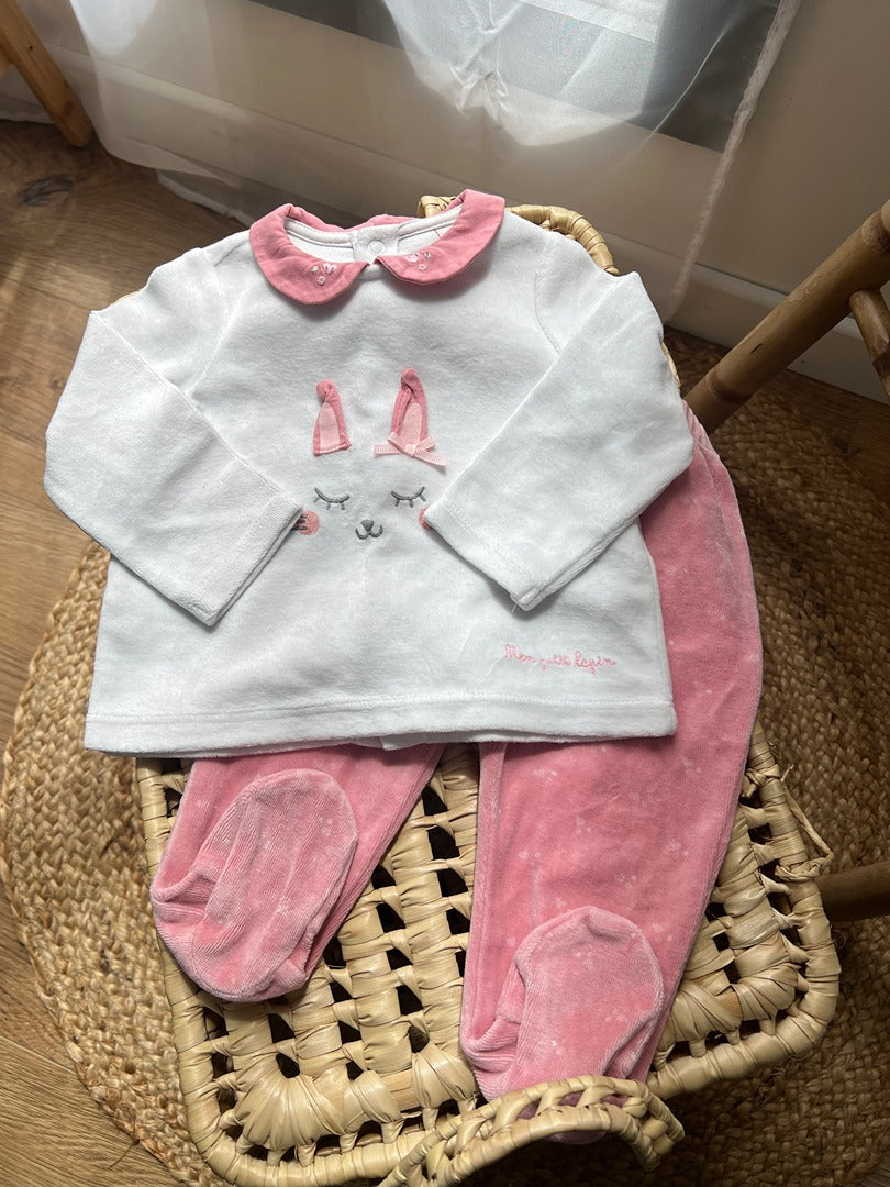 Pyjama 2 pièces en velours Sergent Major fille 6 mois rose hiver