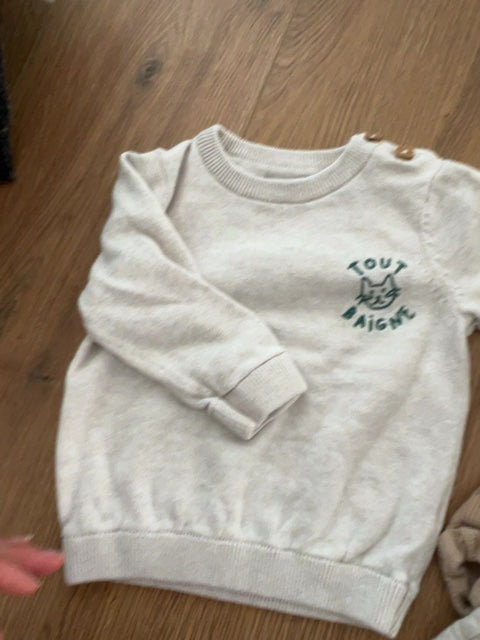 Pull crème Tape à l'œil garçon mi-saison manches longues 18 mois - Très bon état