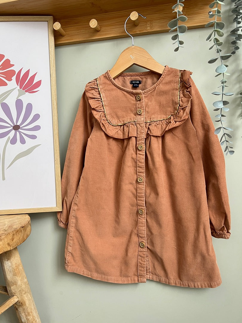 Robe Kiabi fille 5 ans en velours côtelé marron hiver manches longues