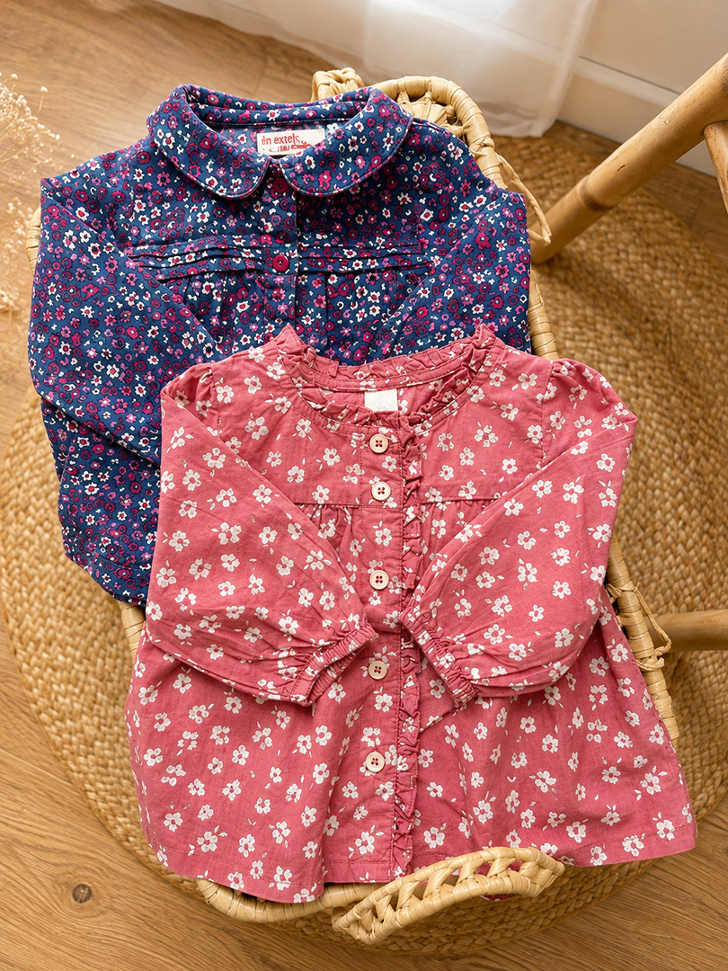 Lot De 2 Chemises blouses Manches Longues Fille 6 Mois mi-saison