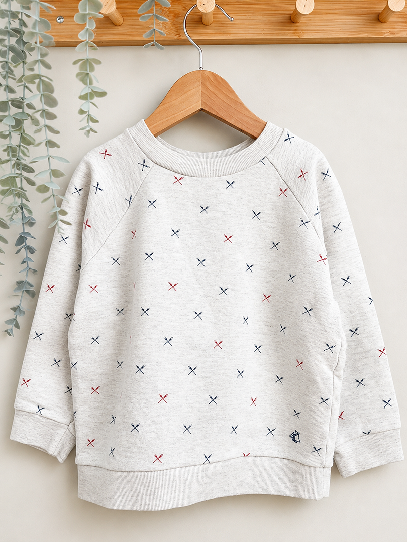 Sweat pull Petit Bateau 4 ans gris chiné garçon mi-saison manches longues