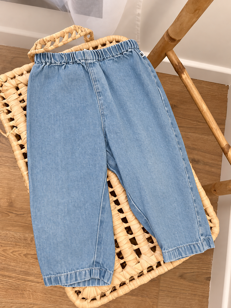 Pantalon large jean mixte Petit Bateau bleu 18 mois mi-saison garçon ou fille