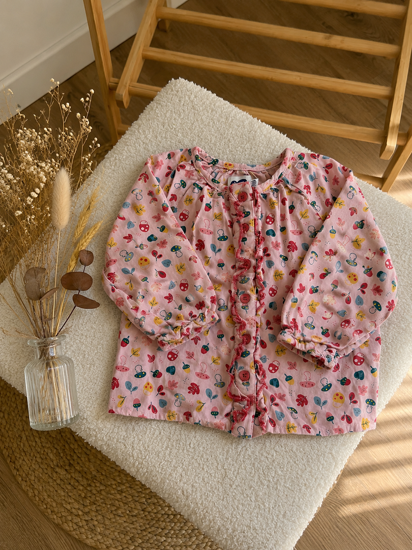 Blouse rose fille Mots d'enfants 12 mois manches longues
