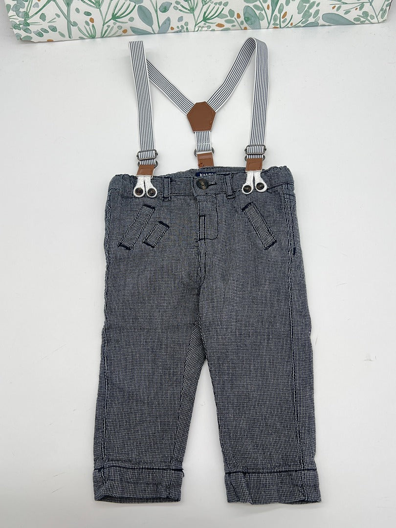 Pantalon chiné avec bretelles garçon Kiabi - 9 mois - Gris